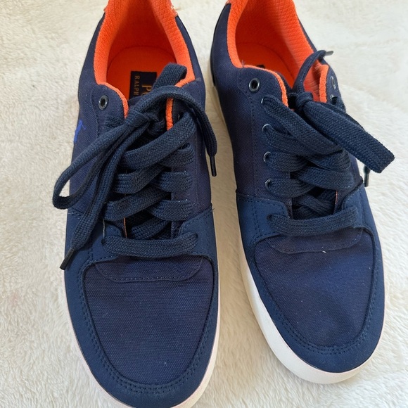 Ralph Lauren Polo Men’s Sneakers in Navy and Orange - Picture 3 of 8